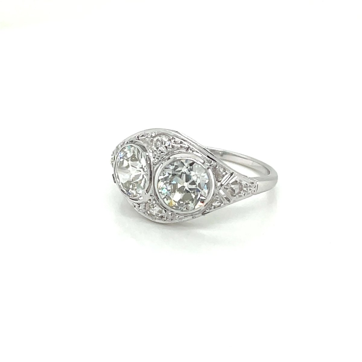Art Deco 2.45 Carat Diamond Plaque Filigree Ring - Castafiore
