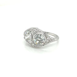 Art Deco 2.45 Carat Diamond Plaque Filigree Ring - Castafiore