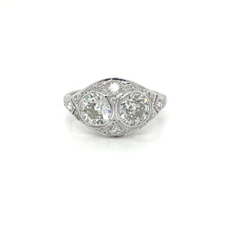 Art Deco 2.45 Carat Diamond Plaque Filigree Ring - Castafiore