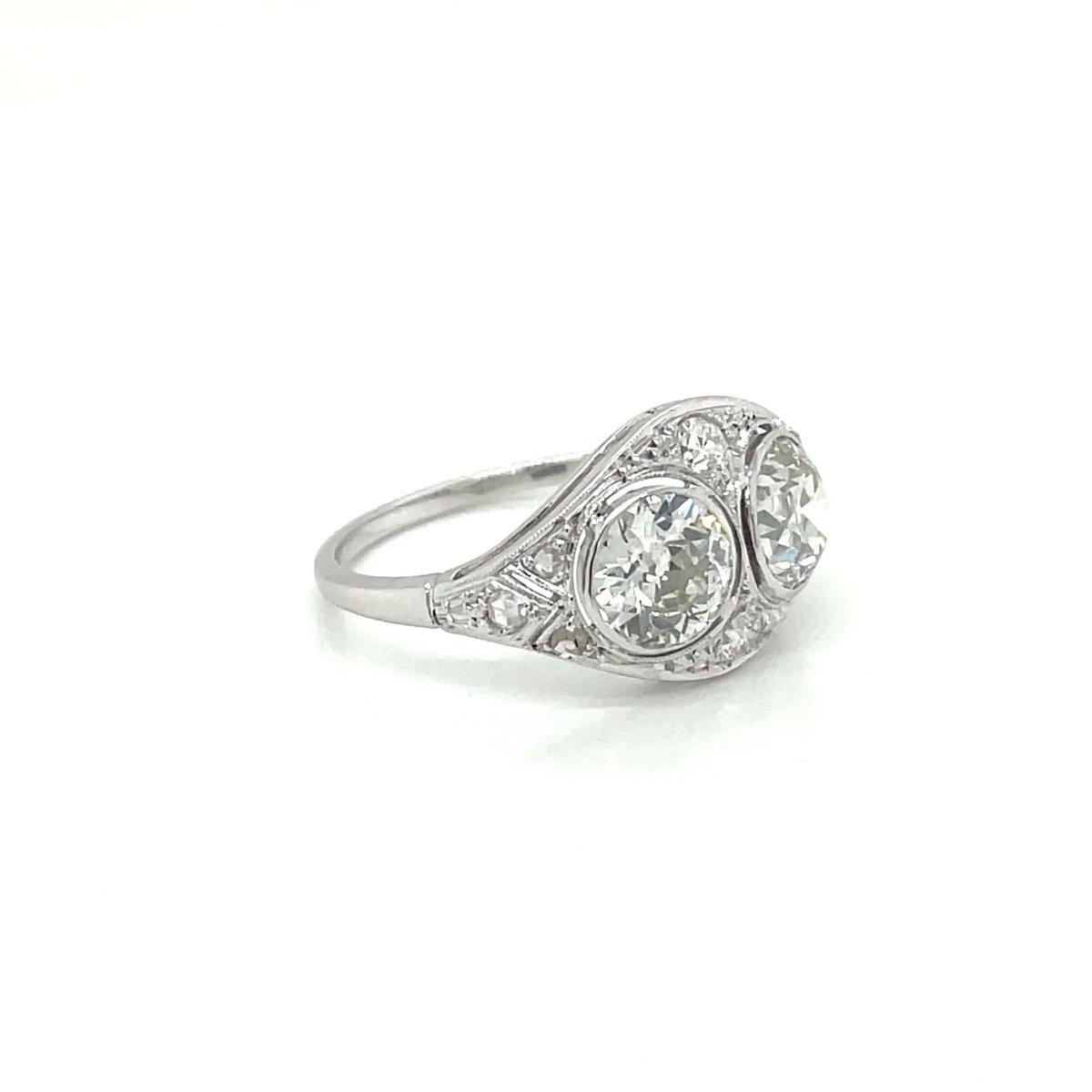 Art Deco 2.45 Carat Diamond Plaque Filigree Ring - Castafiore