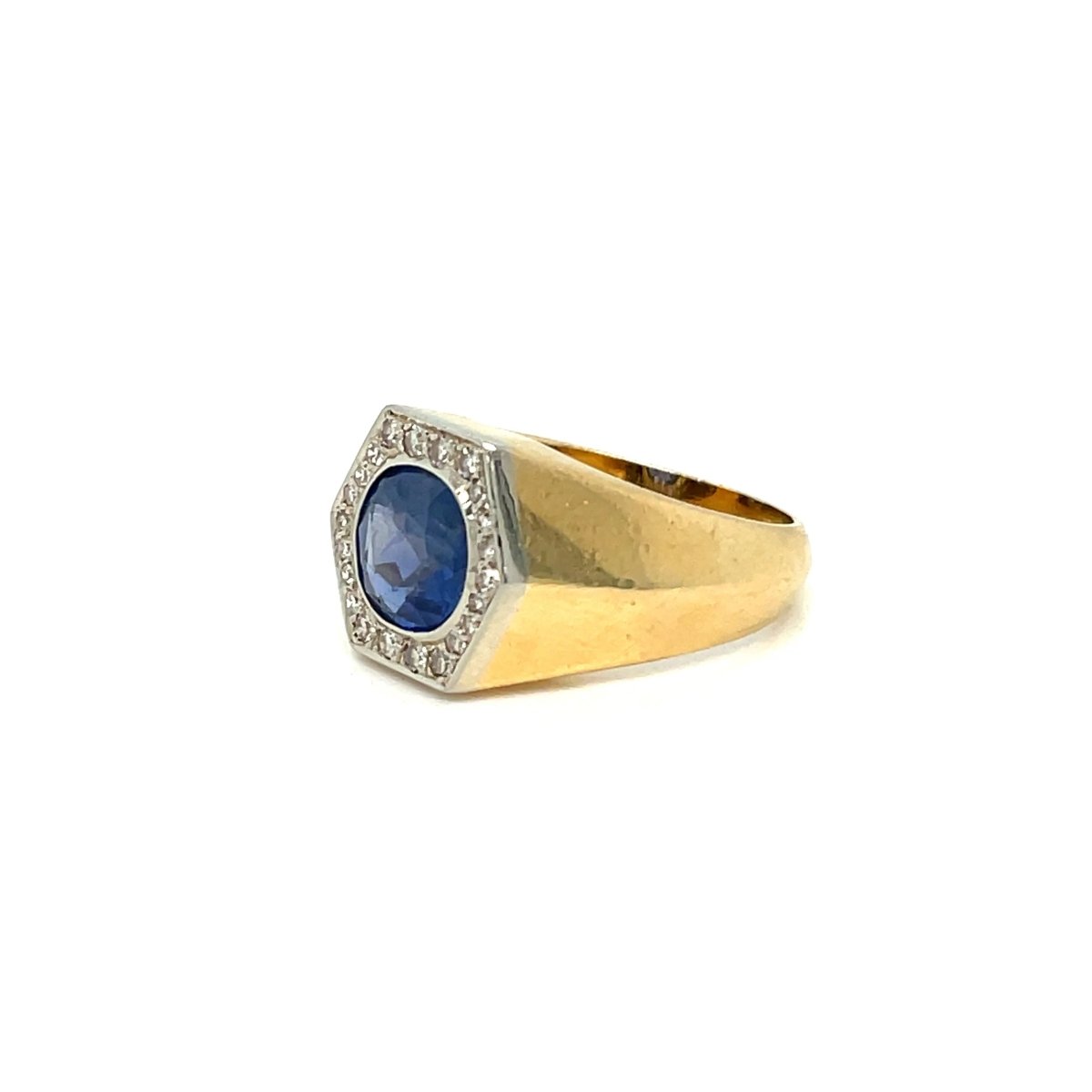 Art Deco Certified Unheated 2.50 Carat Sapphire Diamond Platinum Gold Ring - Castafiore