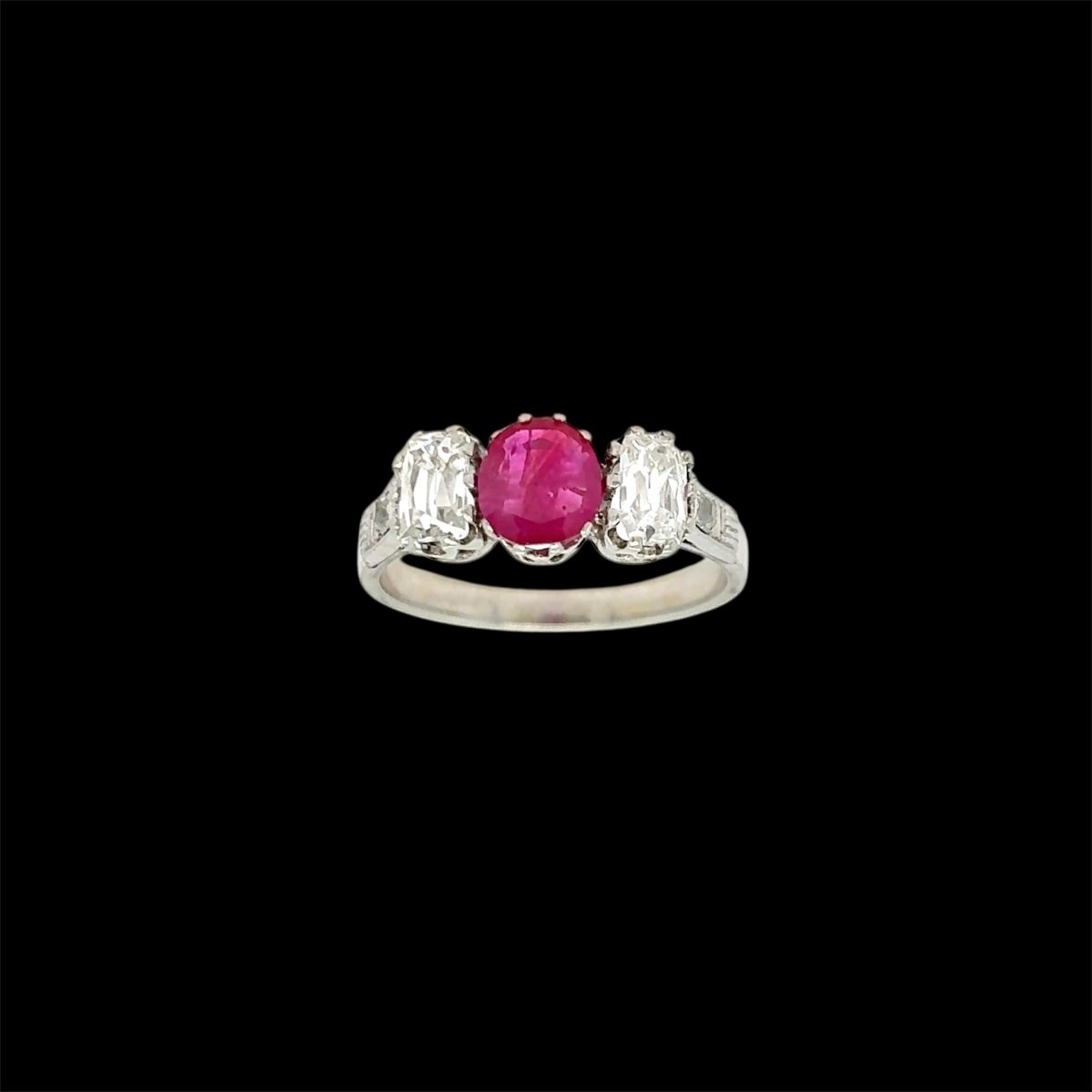 Art Deco Certified Unheated Burmese Ruby Diamond Gold Ring - Castafiore
