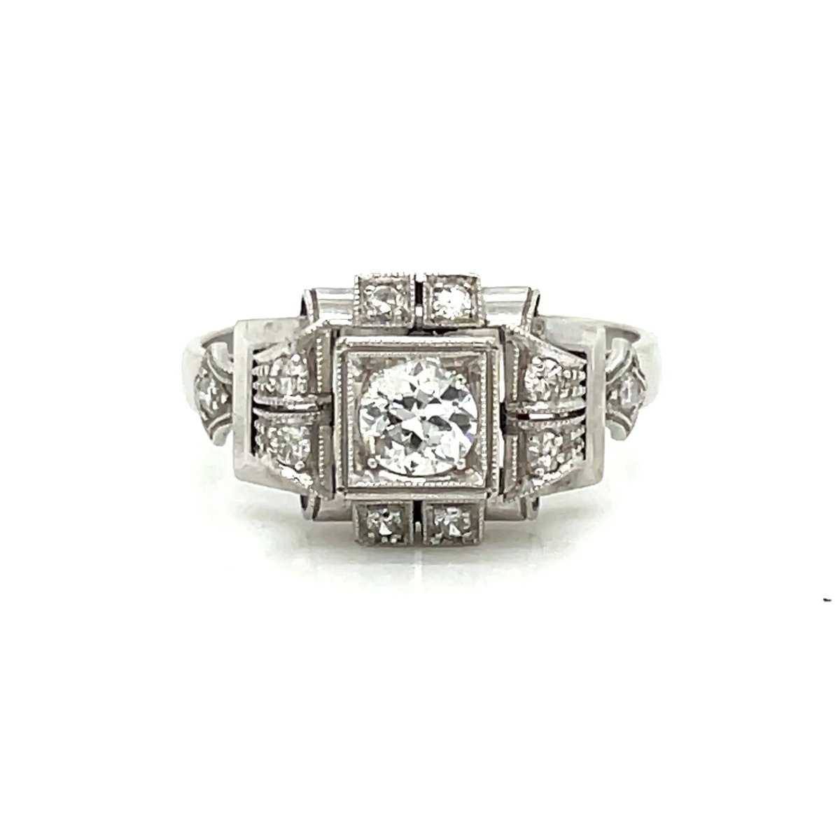 Art Deco Diamond Engagement Ring - Castafiore