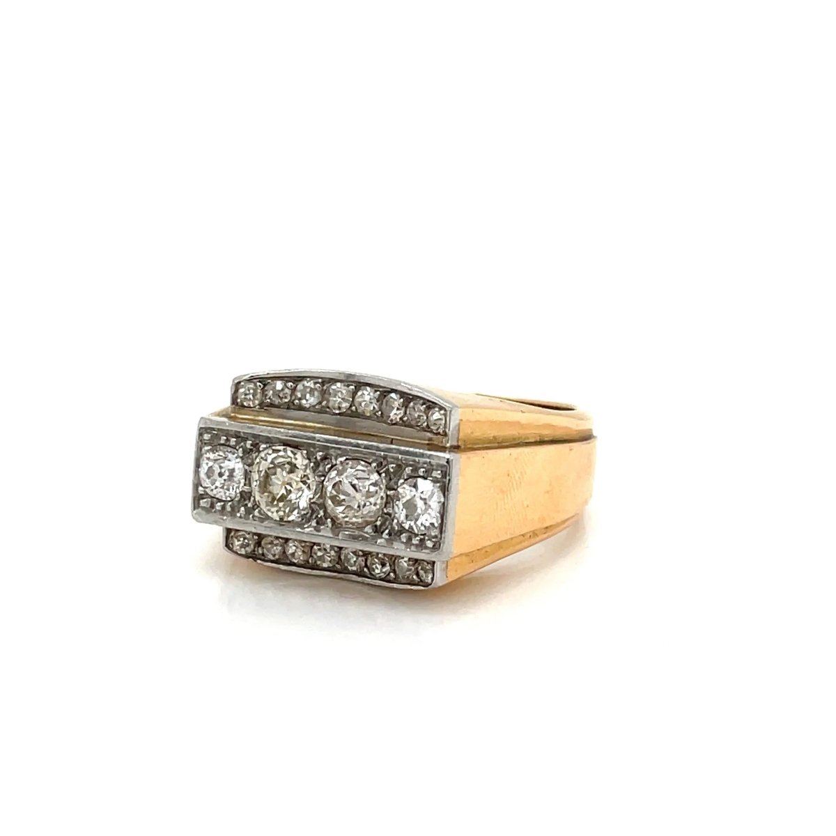 Art Deco Diamond Gold Cocktail Ring - Castafiore