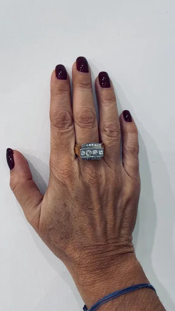 Art Deco Diamond Gold Cocktail Ring - Castafiore