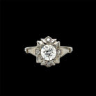 Art Deco Diamond Plaque Filigree Engagement Ring - Castafiore