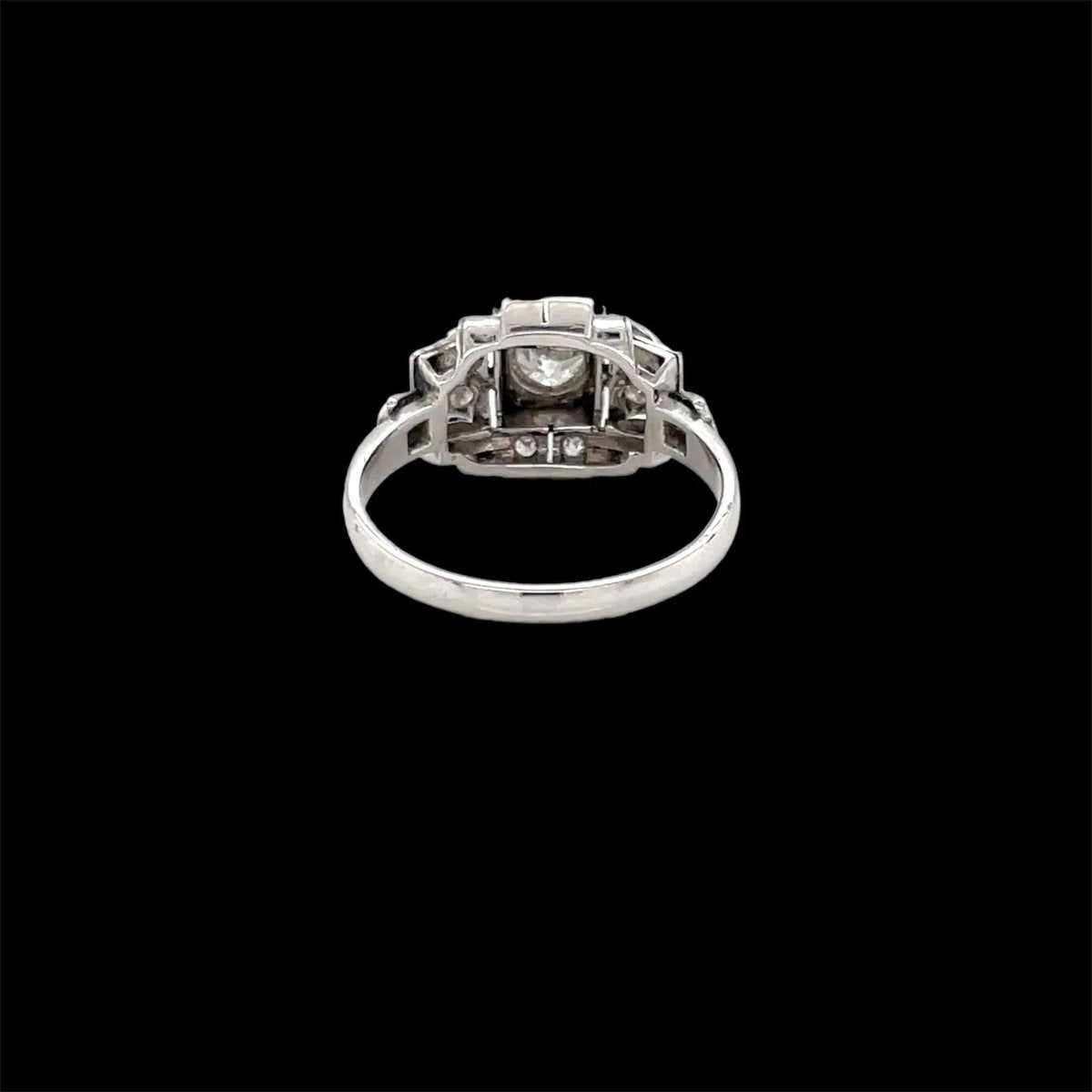 Art Deco Diamond Plaque Filigree Engagement Ring - Castafiore