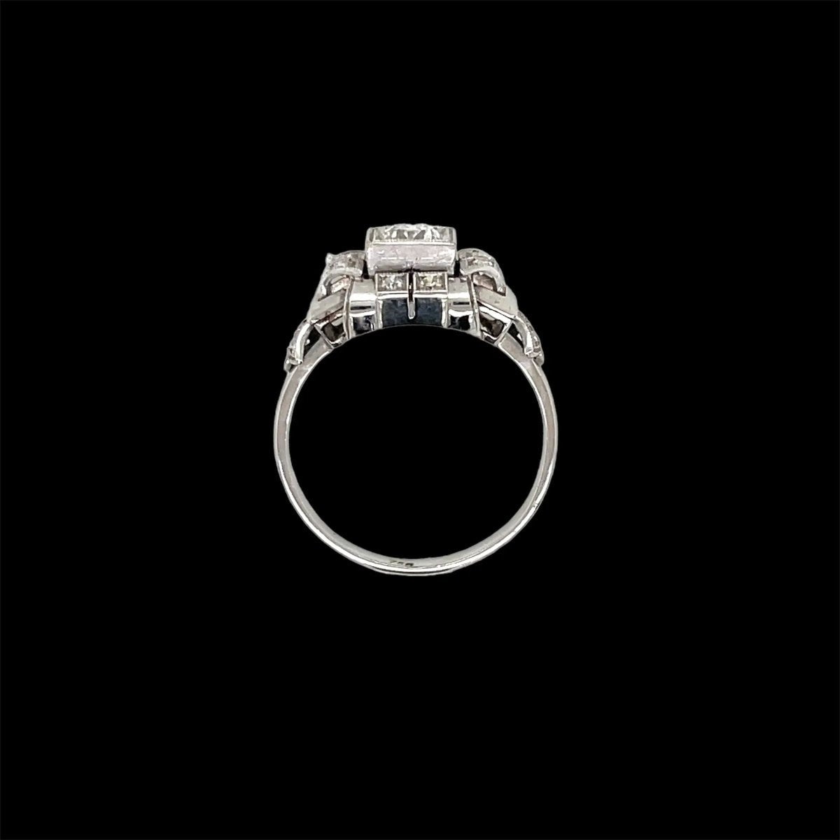 Art Deco Diamond Plaque Filigree Engagement Ring - Castafiore