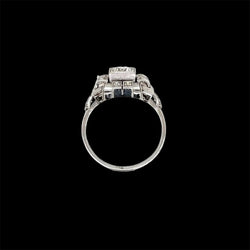 Art Deco Diamond Plaque Filigree Engagement Ring - Castafiore
