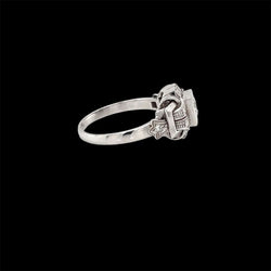 Art Deco Diamond Plaque Filigree Engagement Ring - Castafiore