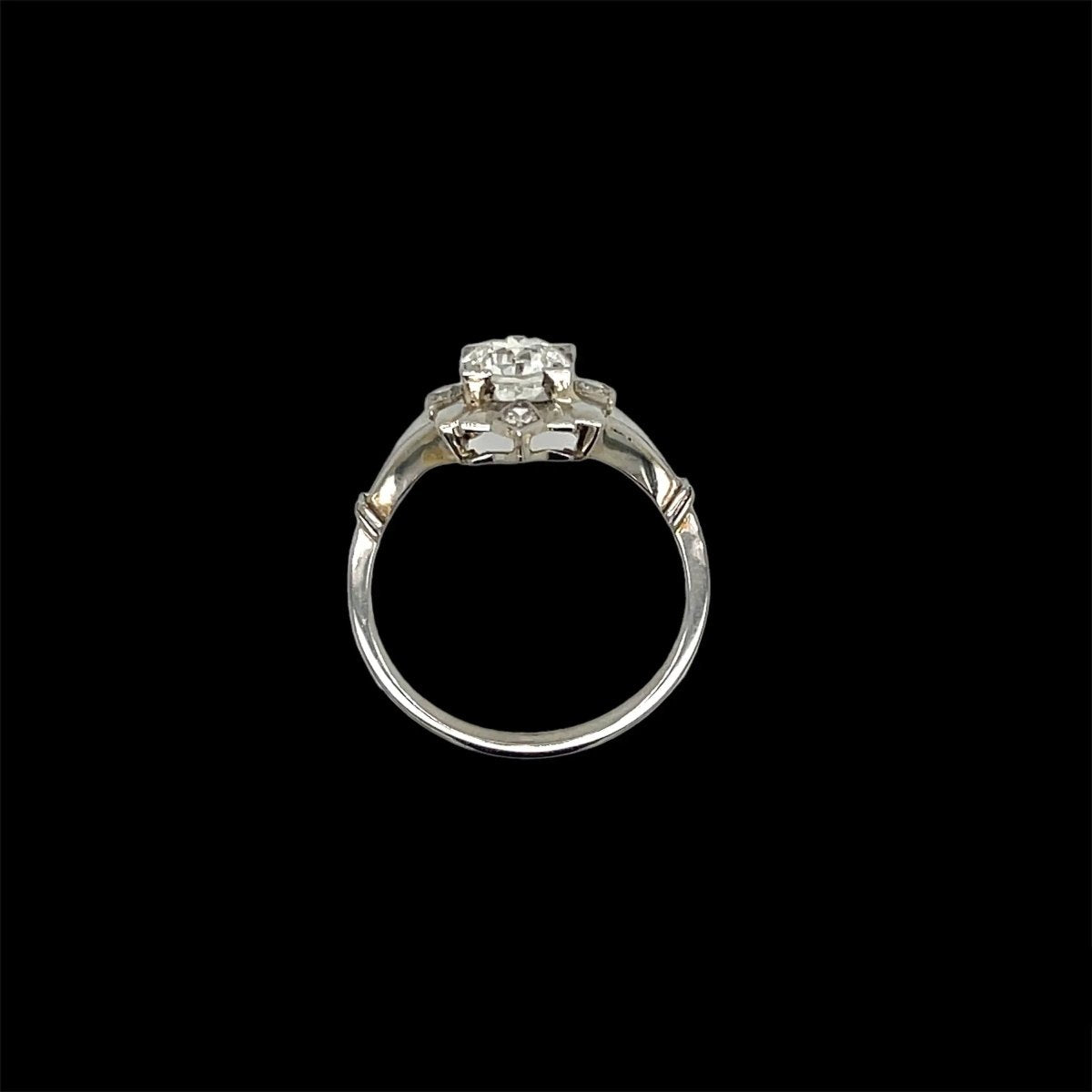 Art Deco Diamond Plaque Filigree Engagement Ring - Castafiore