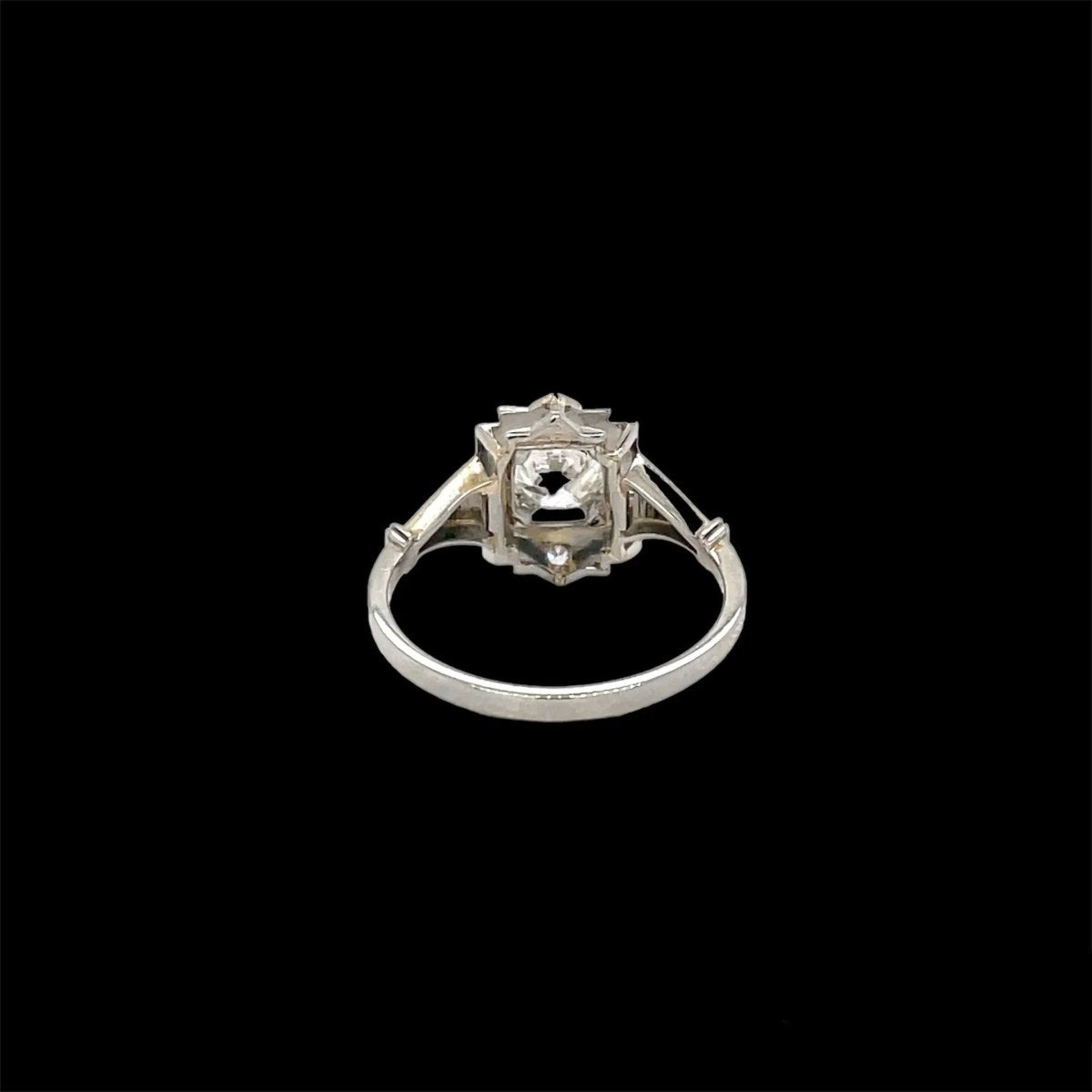 Art Deco Diamond Plaque Filigree Engagement Ring - Castafiore