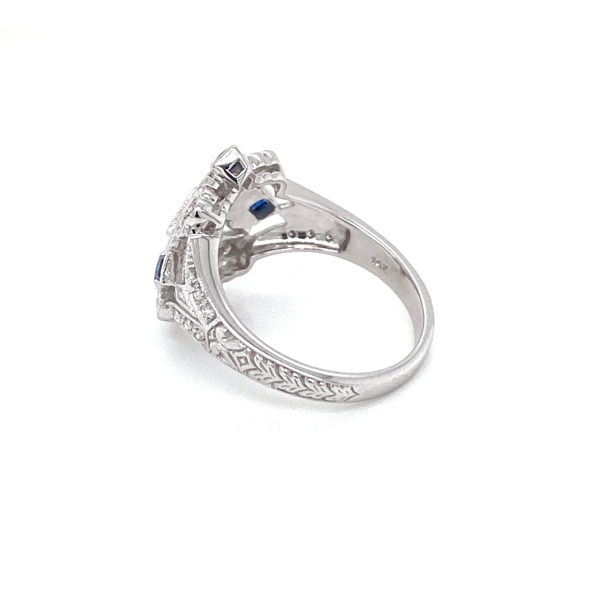 Art Deco Diamond Sapphire Cocktail Ring - Castafiore
