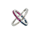 Art Deco Flip Over Ruby Sapphire Diamond Eternity Ring - Castafiore