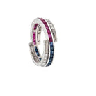 Art Deco Flip Over Ruby Sapphire Diamond Eternity Ring - Castafiore