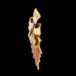 Art Deco Rose Gold Bow Brooch - Castafiore
