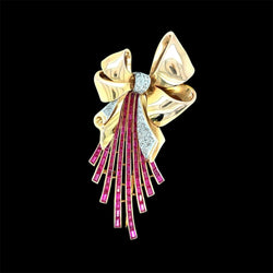 Art Deco Rose Gold Bow Brooch - Castafiore