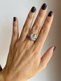 Art Deco Style Diamond Gold Bow Ring - Castafiore