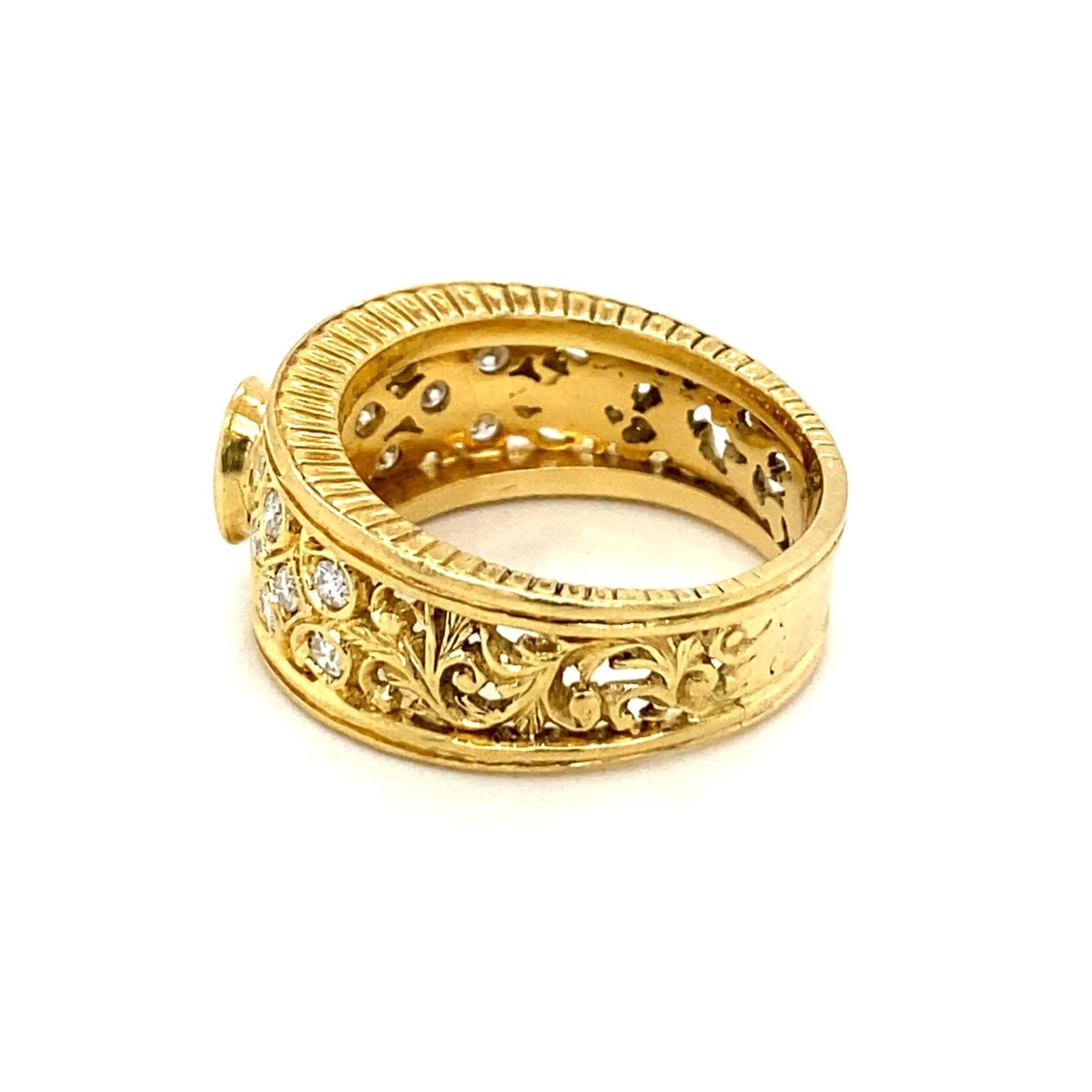 Art Nouveau Ruby Diamond Gold Band Ring - Castafiore