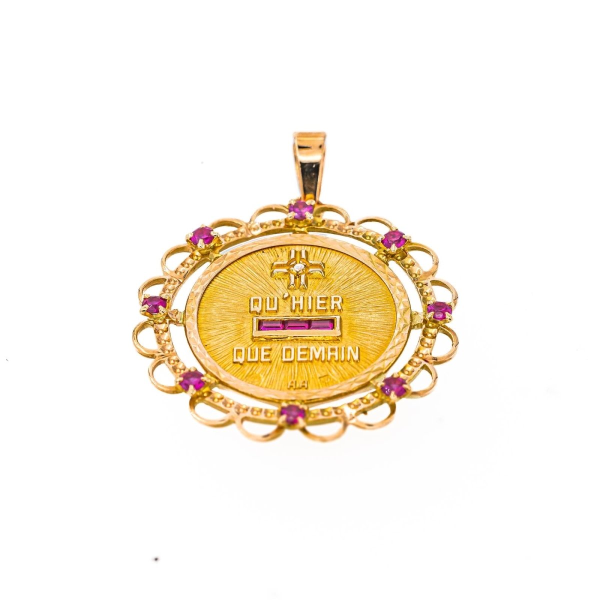 Augis Pendentif Médaille Médaille d'amour Or jaune Rubis - Castafiore