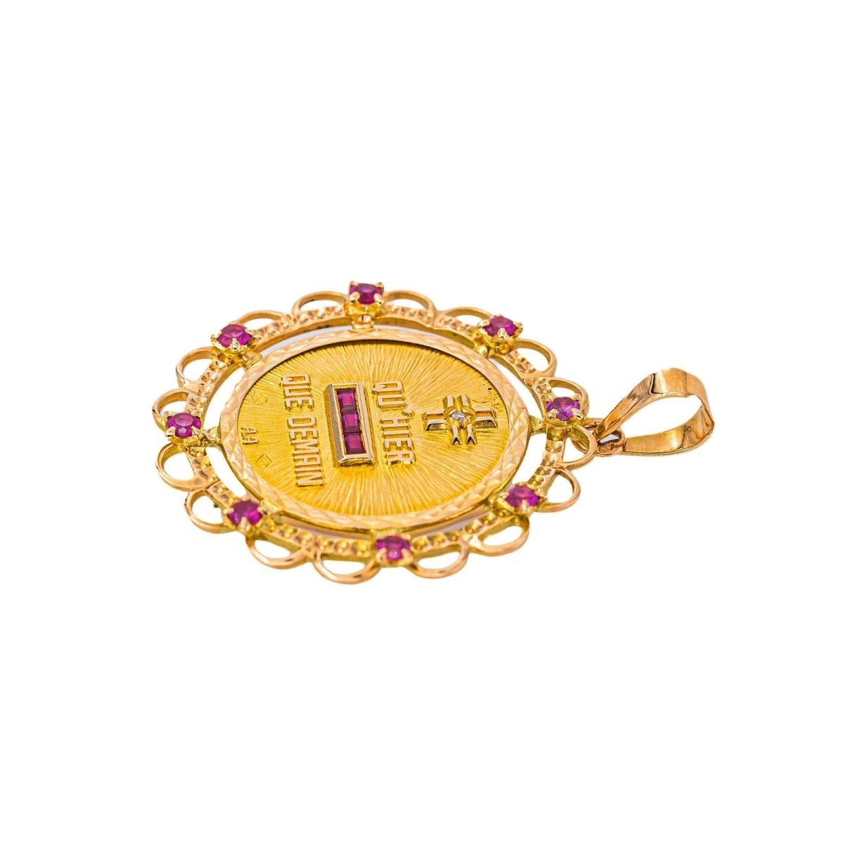 Augis Pendentif Médaille Médaille d'amour Or jaune Rubis - Castafiore