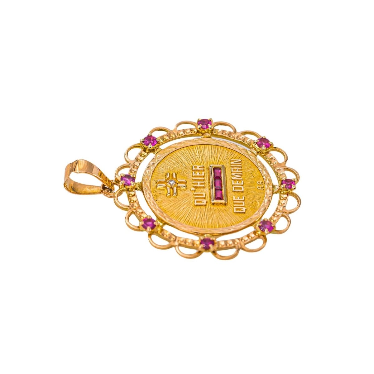 Augis Pendentif Médaille Médaille d'amour Or jaune Rubis - Castafiore