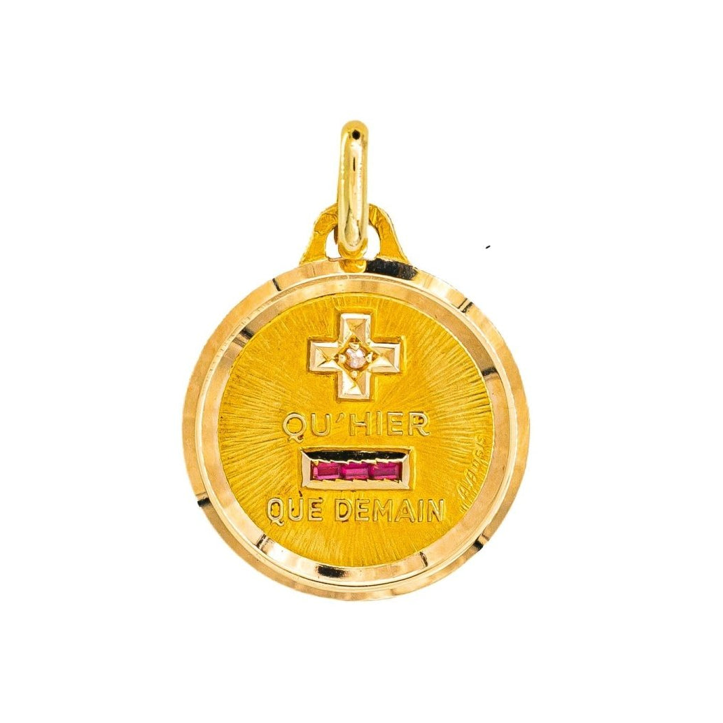 Augis Pendentif Religieux Médaille d'amour Or jaune Diamant - Castafiore