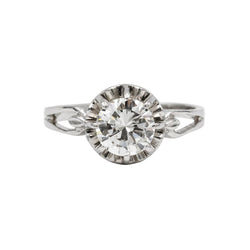 Bague Solitaire en or blanc, platine et diamant
