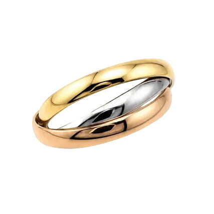 CARTIER "Trinity" bangle in white gold, yellow gold, and rose gold