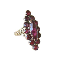 Bague Marquise en or rose et grenats