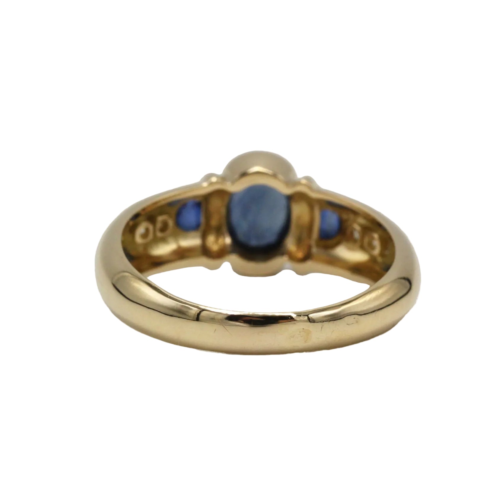 Bague Jonc en or jaune, saphirs et diamants