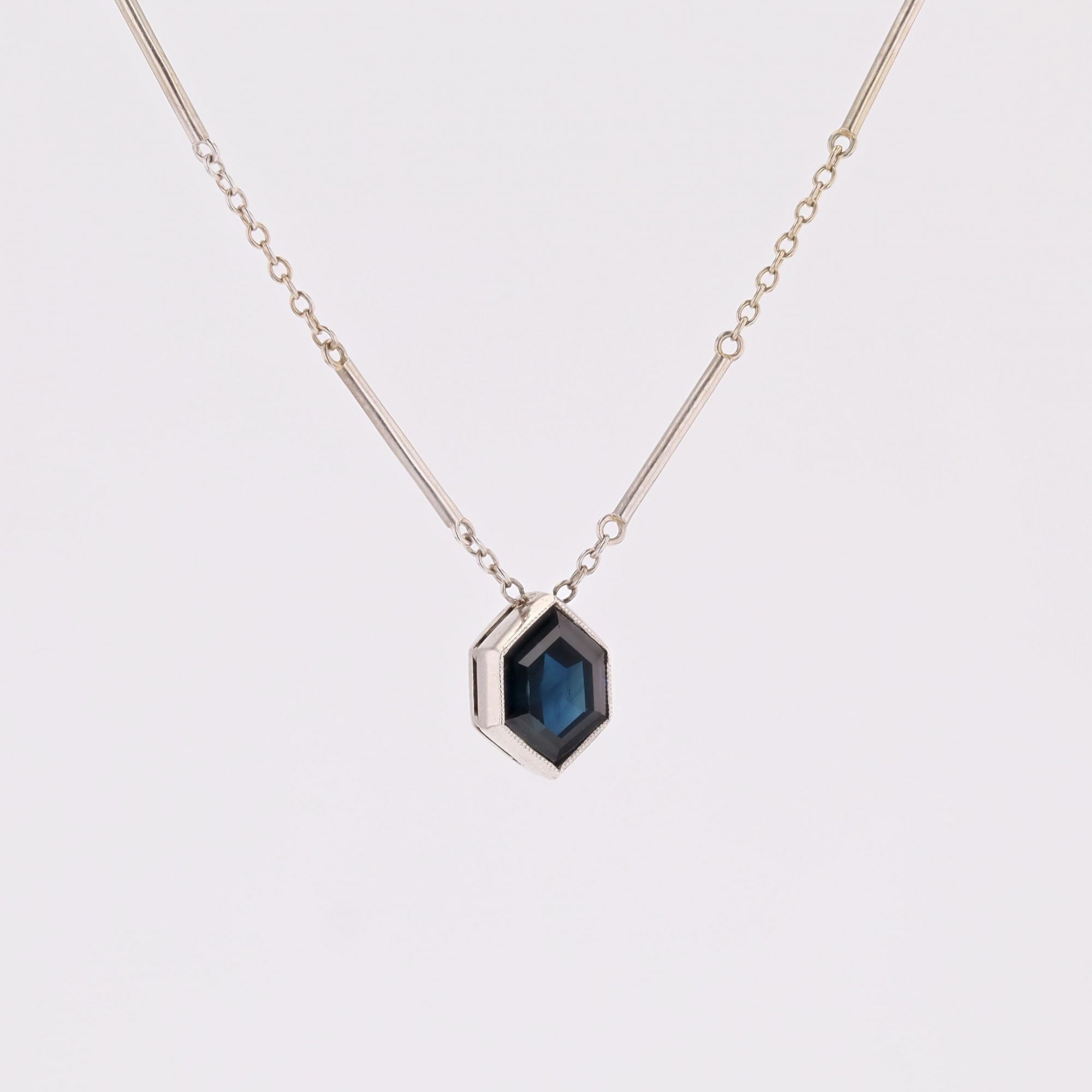 White Gold and Sapphire Pendant Necklace