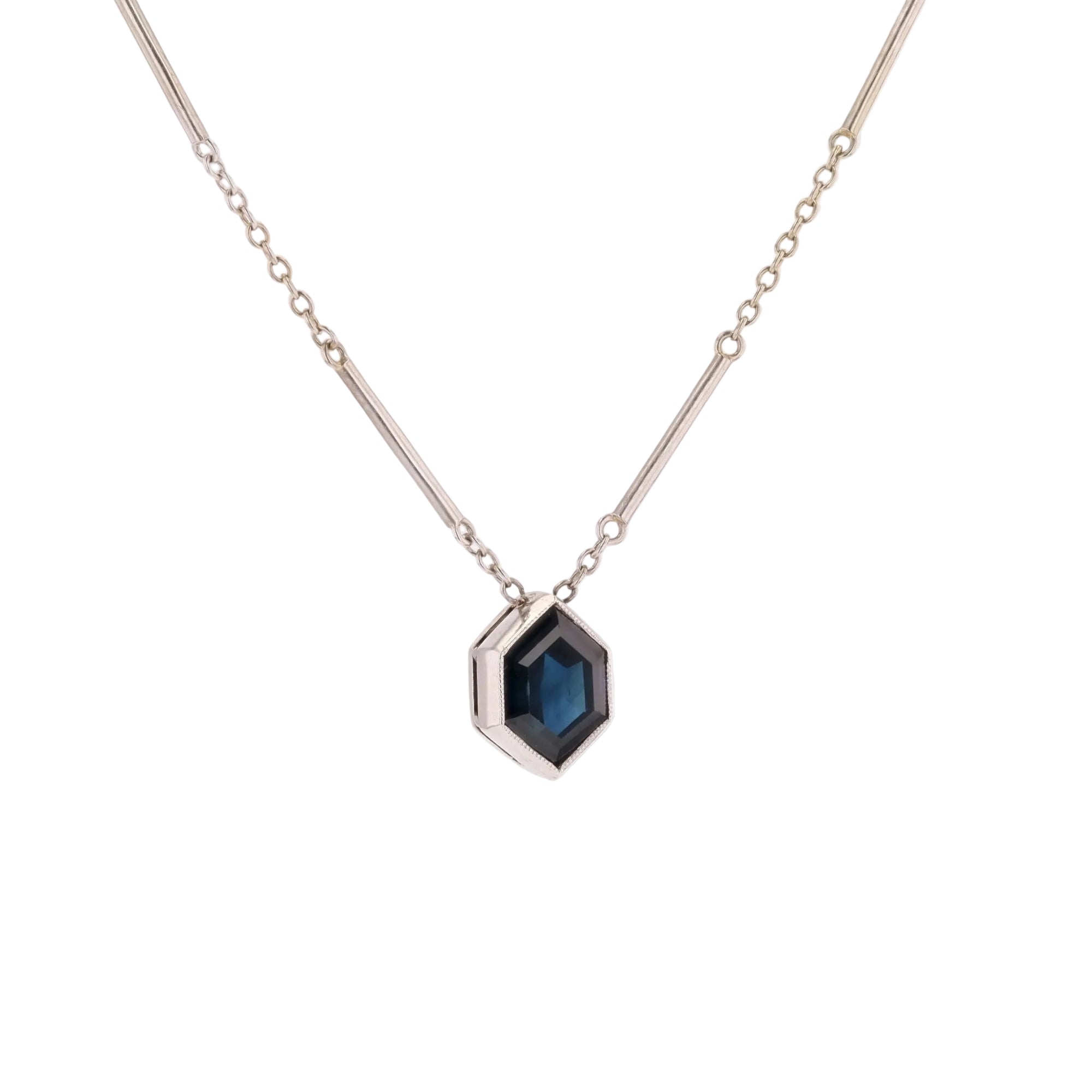 White Gold and Sapphire Pendant Necklace