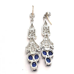 Platinum Drop Earrings with Sapphires and Diamonds