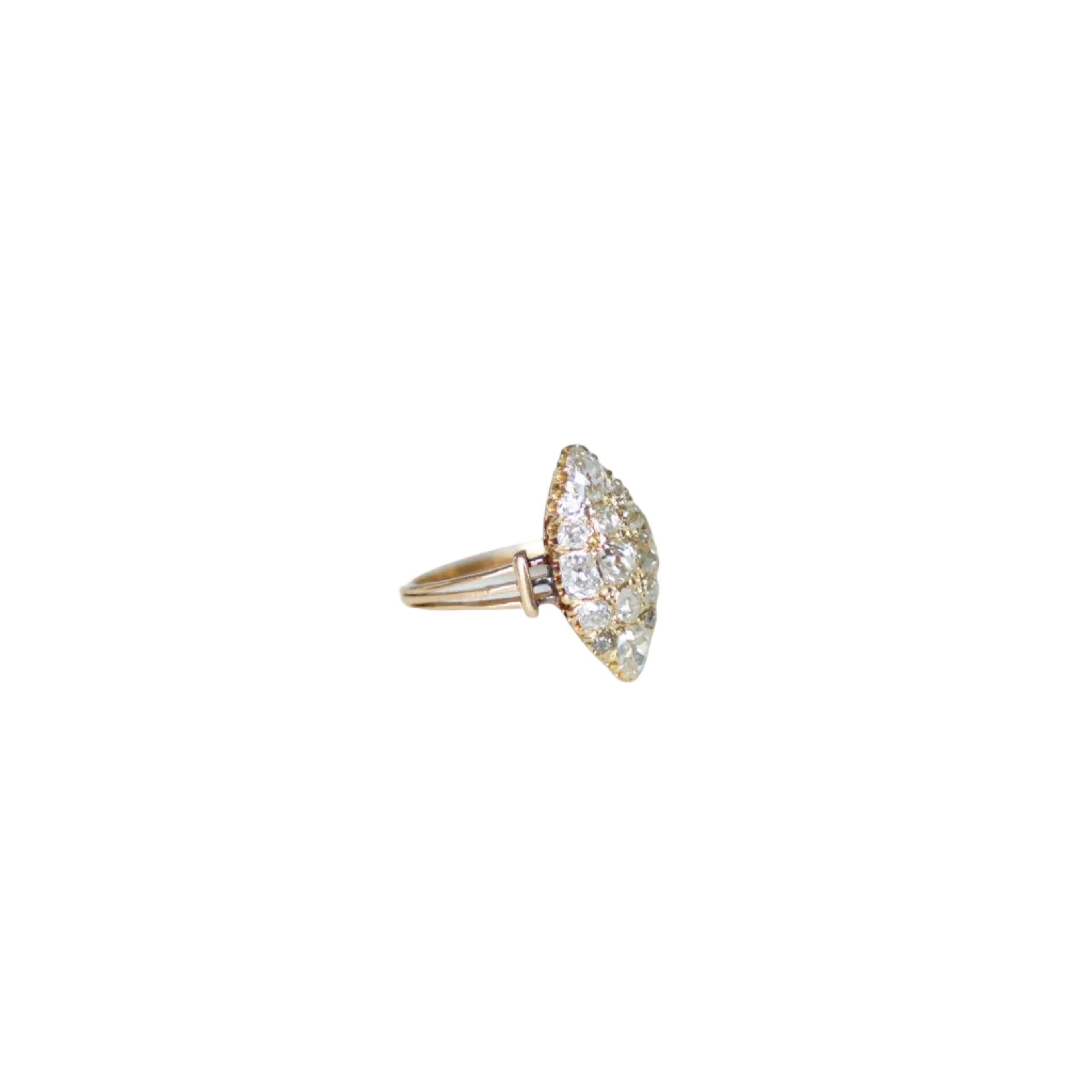 Ring Marquise in rose gold and diamonds