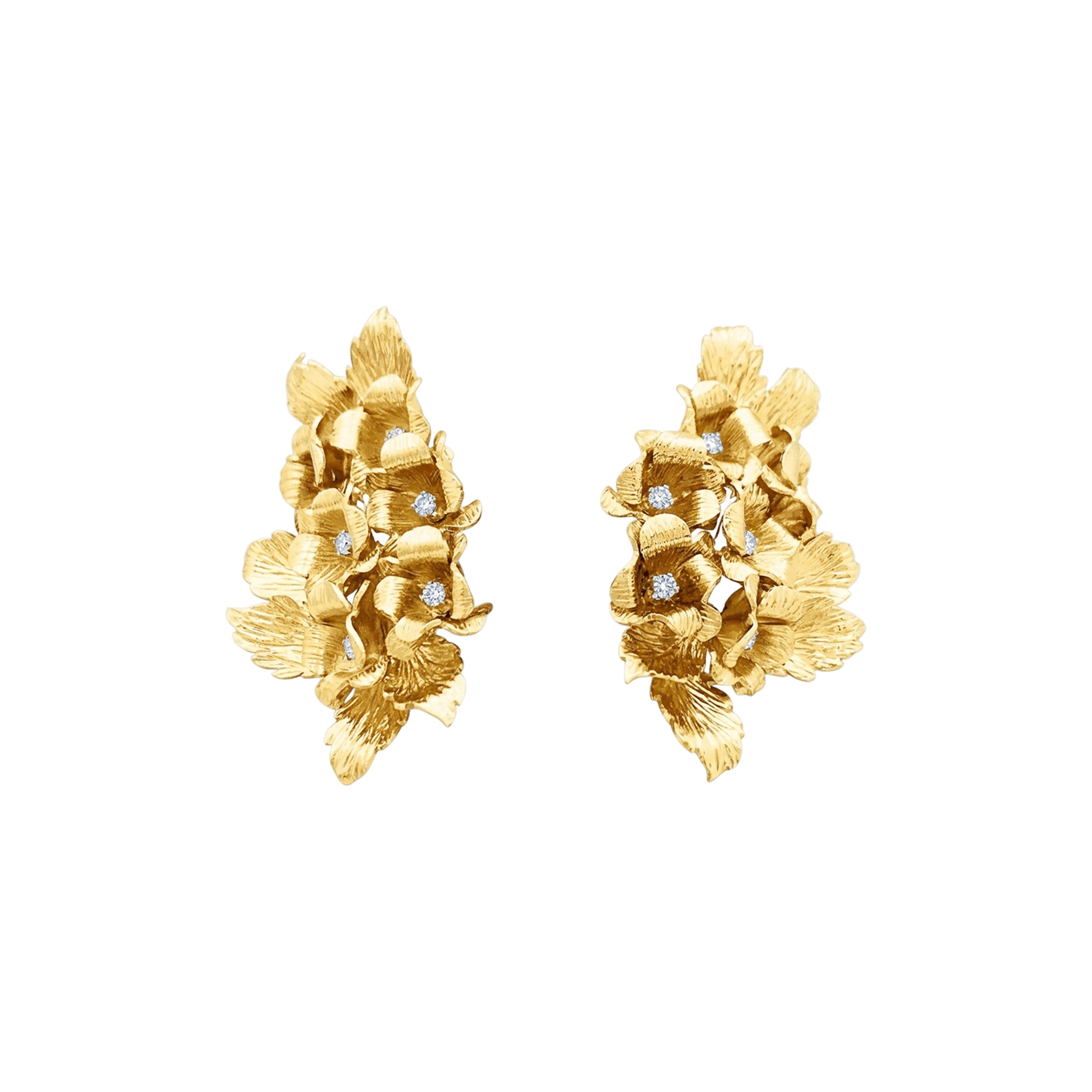 Boucles d'oreilles "Fleurs", or jaune et diamants.
