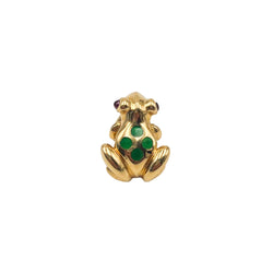 CARTIER "Frog" brooch in yellow gold, Enamel, and rubies
