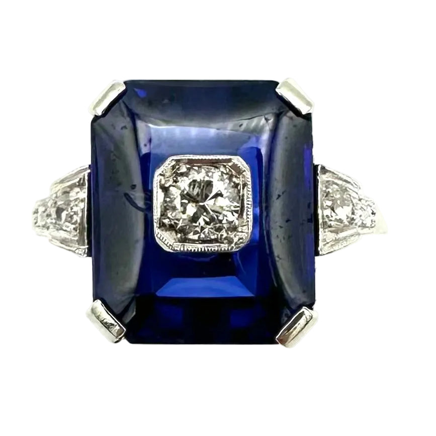 Bague Cocktail en or blanc, saphir et diamants