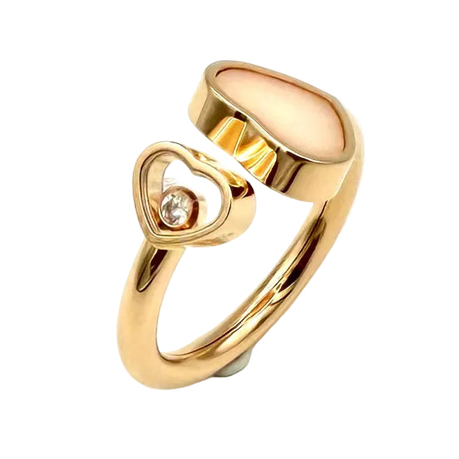 CHOPARD "Happy Hearts" Toi & Moi Ring in rose gold, Opal, and Diamond