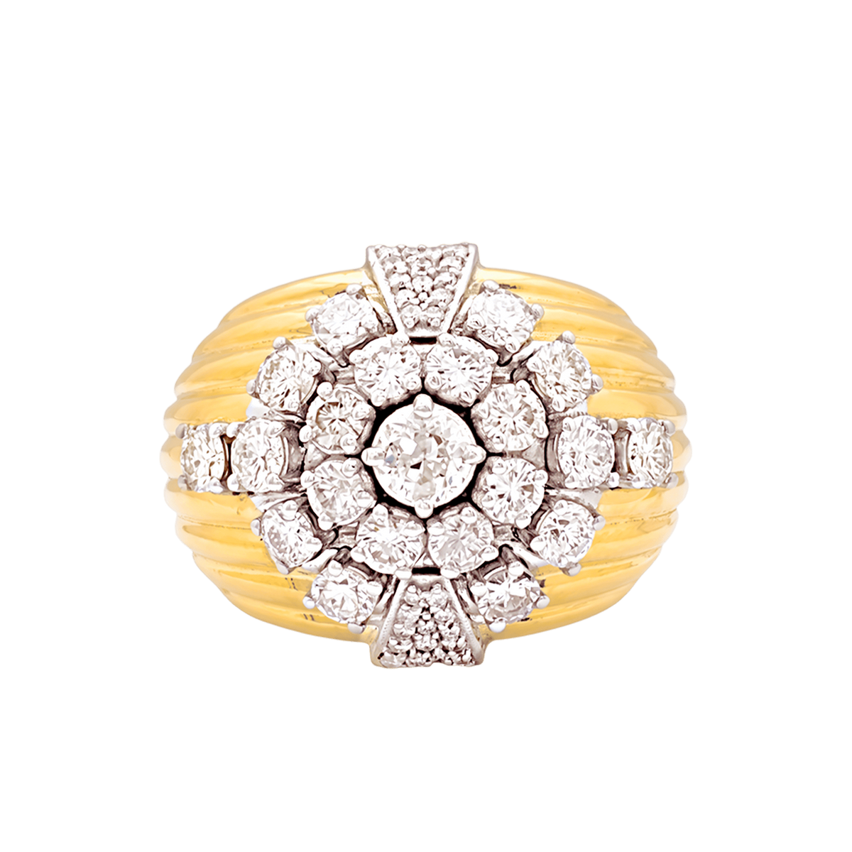 Dôme Ring in white gold, yellow gold, and diamonds