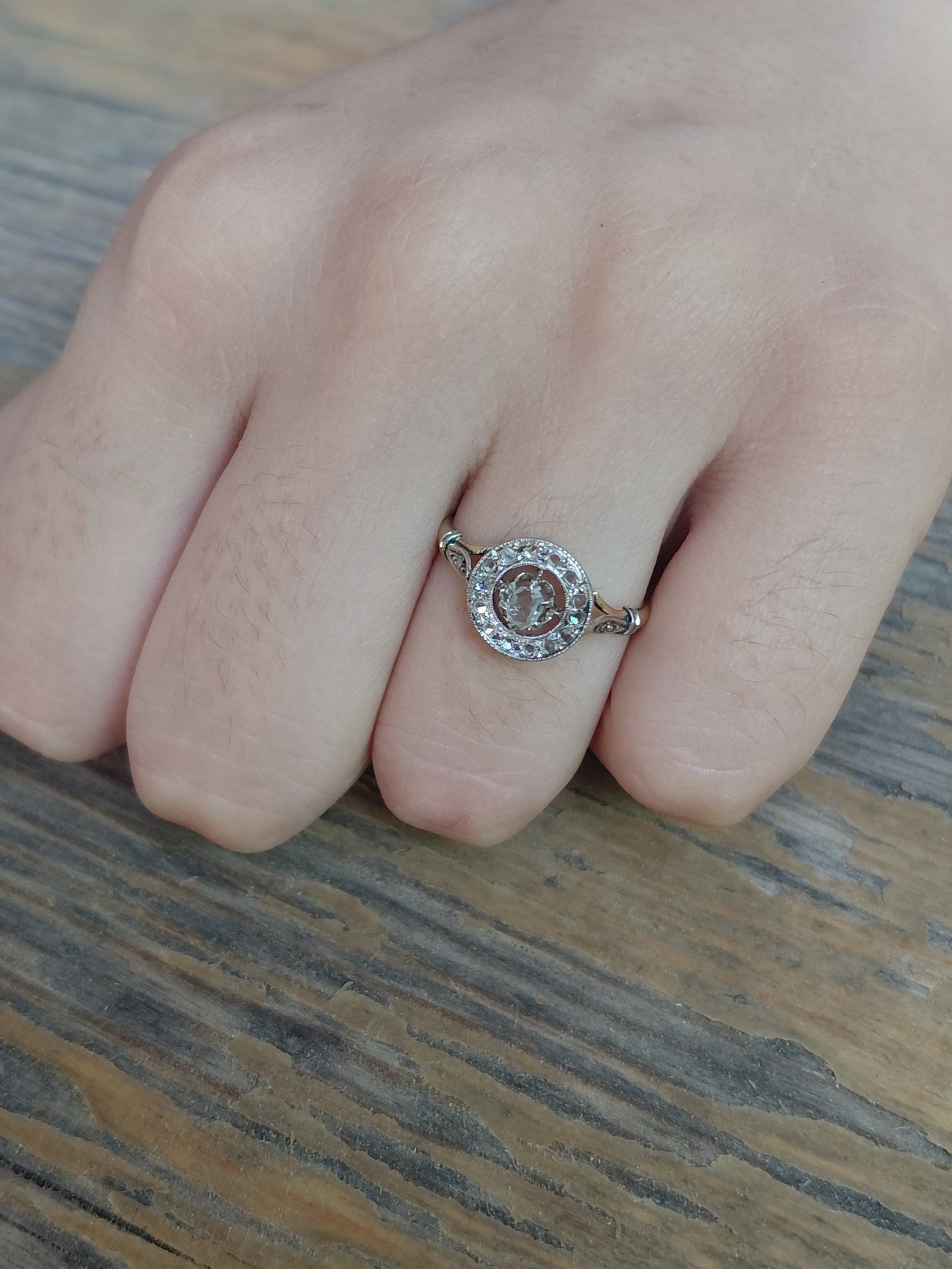 Yellow Gold and Diamond Target Ring