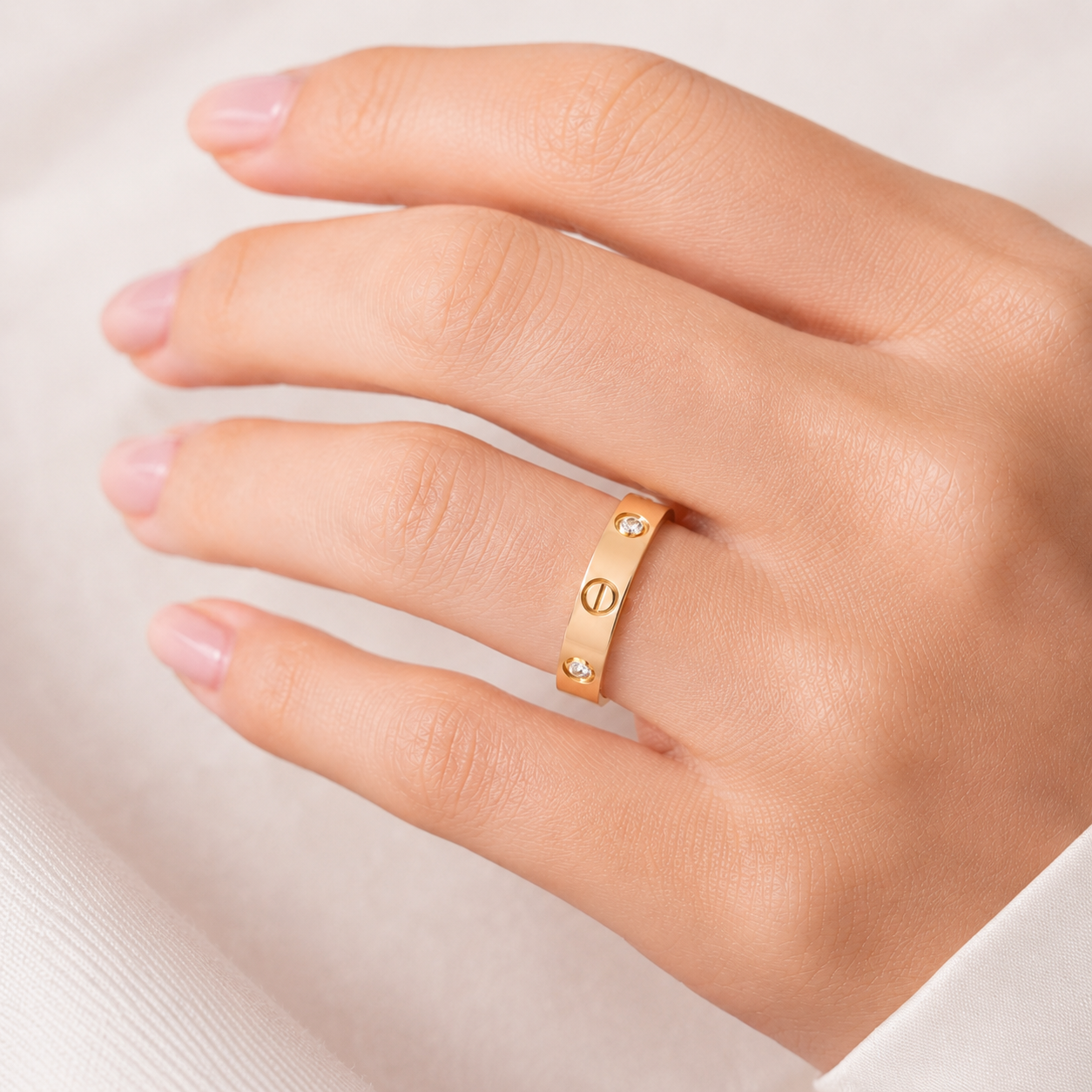 CARTIER "Love" Wedding Band in Rose Gold and Diamonds