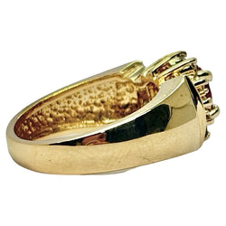 Tank Ring in yellow gold, rubies, and diamonds