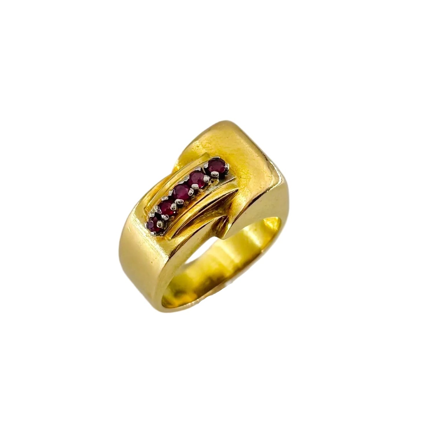 Yellow Gold and Ruby Tank Ring