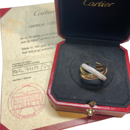 CARTIER "Trinity" Wedding band in white gold, yellow gold, rose gold, and diamonds