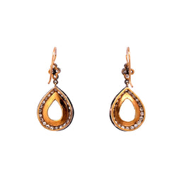 Drop Earrings in Yellow Gold, Silver, Aquamarines, and Diamonds