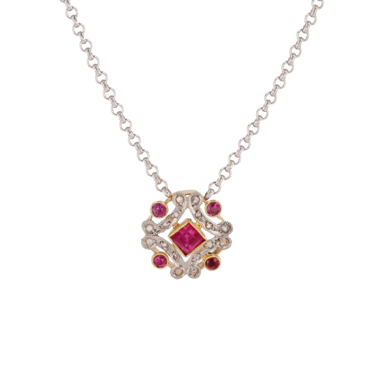White Gold and Diamond Pendant Necklace