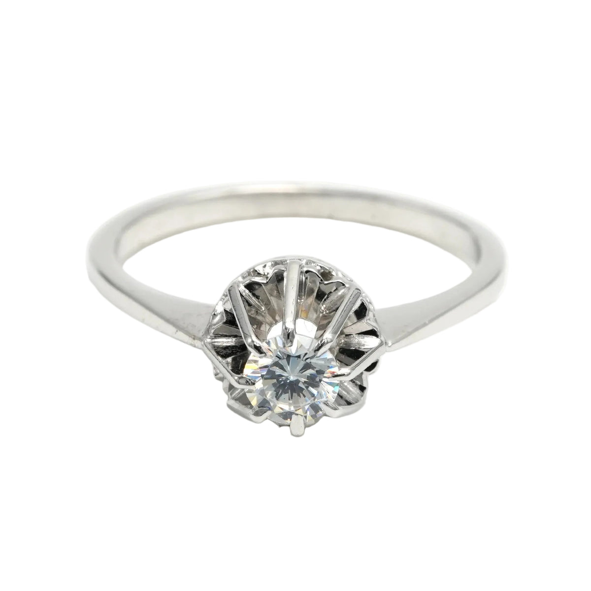 White Gold and Zirconium Solitaire Ring