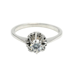 White Gold and Zirconium Solitaire Ring