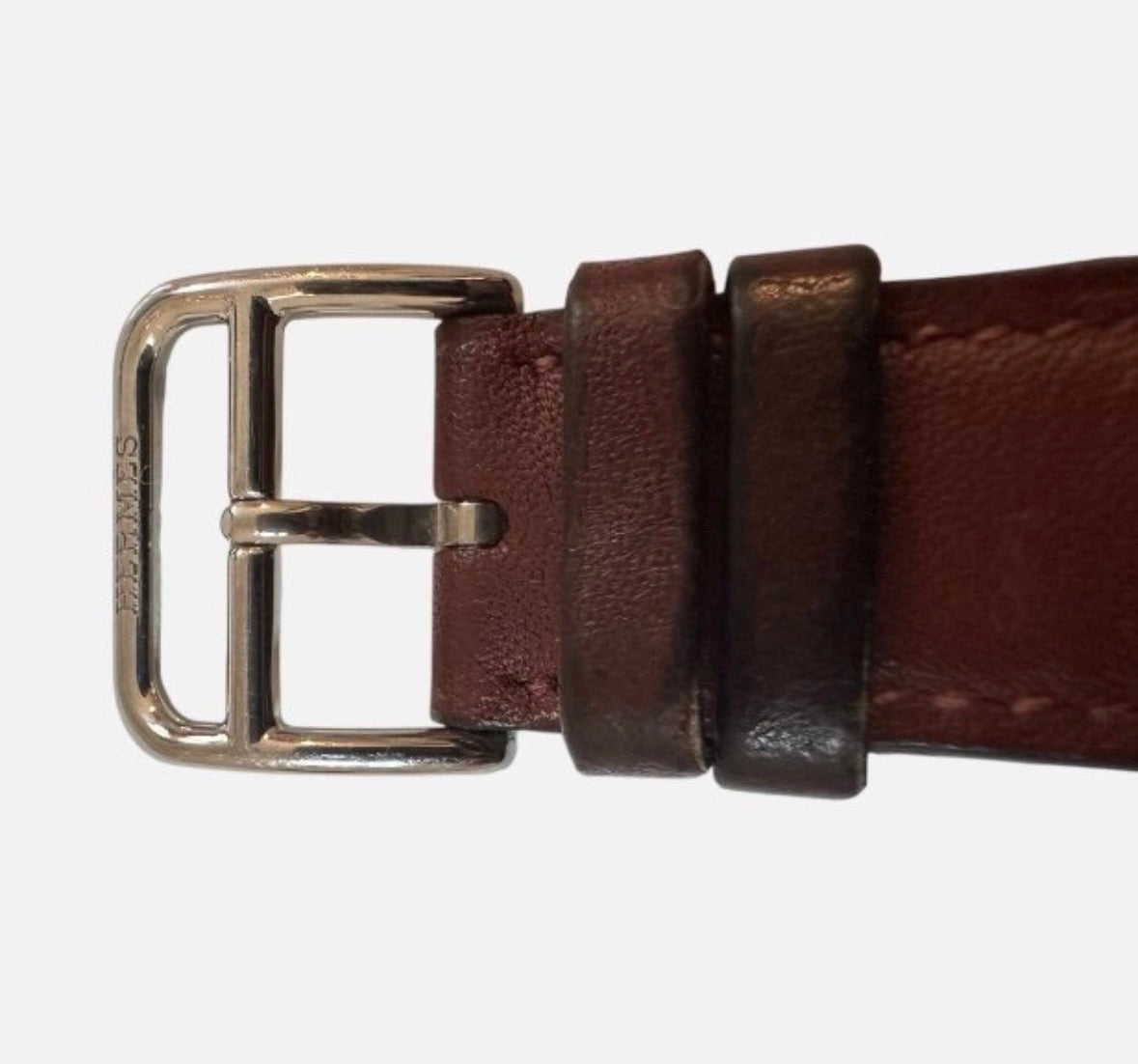 HERMÈS watch in steel, leather, and Quartz